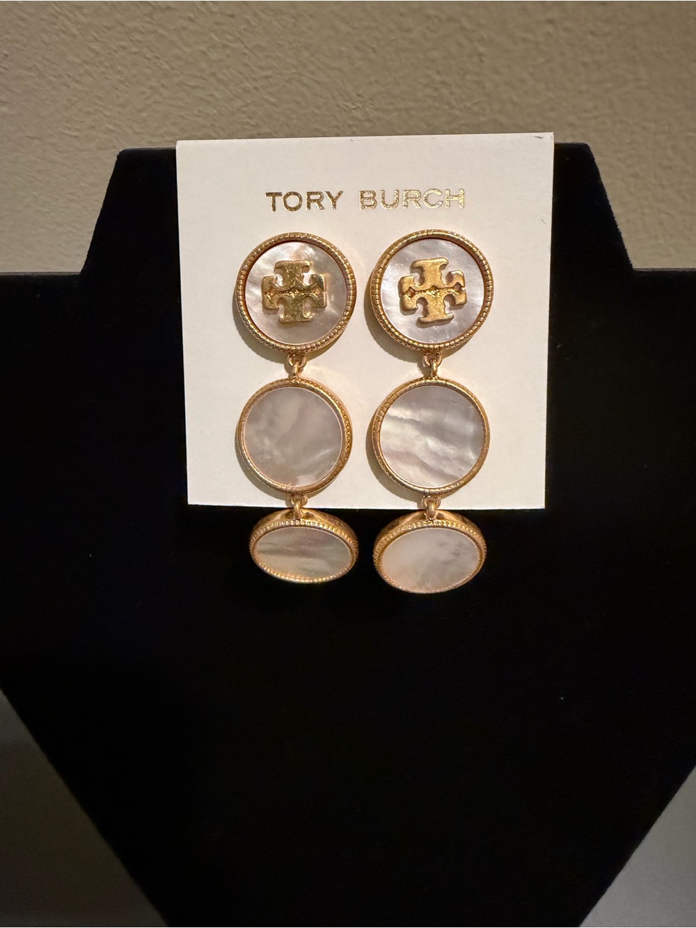 Tory Burch Gold-Tone and Mother-of-Pearl Triple Drop Earrings